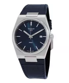 Tissot T-Classic PRX Кварцевые мужские часы с кожаным ремешком и синим циферблатом T137.410.16.041.00 100M синий