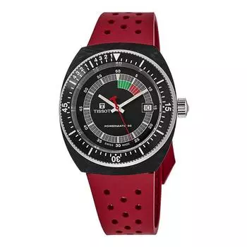 Tissot T-Sport Sideral Powermatic 80 каучуковый ремешок черный циферблат автоматические дайверские часы T145.407.97.057.02 300M унисекс чёрный