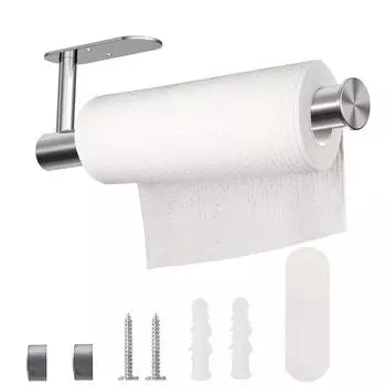 Tissue and Towel Holder, Bathroom Plastic Wrap and Roll Paper Storage Rack, Home Kitchen Bathroom Supplies, Self-Adhesive Paper Towel Holder 1pcs
