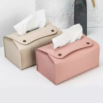 Tissue Bag PU Leather Napkin Holder Papers Box Home Office Living Room Container Waterproof Dustproof Storage Table Decoration