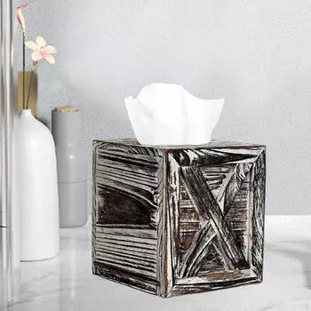 Tissue Box Cover Home Decoration with Slide Out Bottom Panel Wood Holder Facial Paper