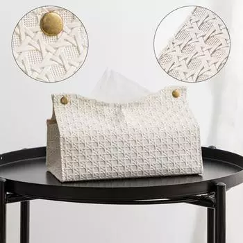 Tissue Box Living Room Pu Rattan Leather Creative Decor Household Paper Stoarge Ba Simple Light Luxury Napkin Holder Storage Box