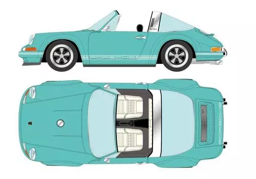Titan64 Singer 911 Targa Mint Green Готовый продукт TM002H 1/64 (964)