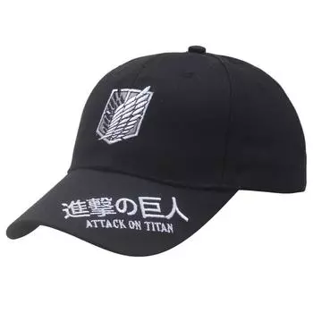 Titan Attack On Pattern Embroidered Cap Uv Protection Women Outdoor Activities Black