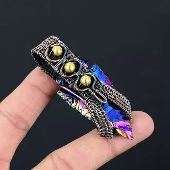 Титан Друзы Драгоценный Камень Чистая Медная Проволока Обернутый Ювелирный Подвеска Ручной Работы Подарок 2.95 Inches синий