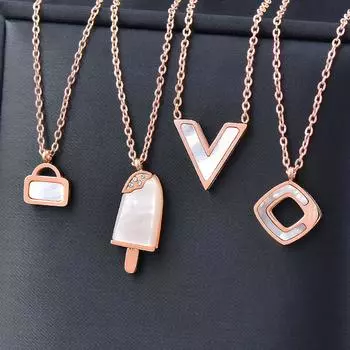 Титан, титановая сталь, белая оболочка, сумка, подвеска для мороженого, ожерелье из нержавеющей стали, женское ожерелье на ключице, цвет не может упасть