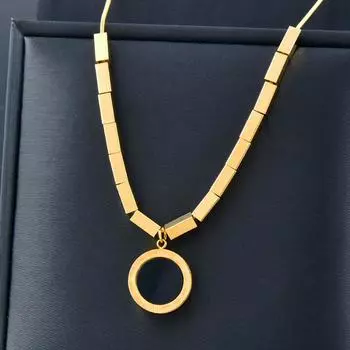 Титан, титановая сталь, черно-белая круглая подвеска с поверхностью, ожерелье из нержавеющей стали, женское ожерелье не может получить цветную золотую цепочку на ключицы