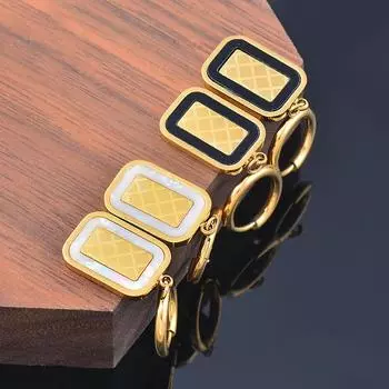 Титан, титановая сталь, черно-белые акриловые длинные квадратные серьги из нержавеющей стали, ювелирные изделия без окраски