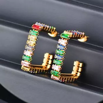 Титан, титановая сталь, квадратные цветные серьги с вермикулитом, нержавеющая сталь, бесцветные украшения, украшения