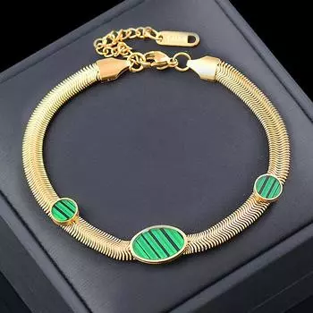 Титан Титановая сталь Зеленый Черный Овальный браслет