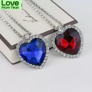 Титаник Сердце Океана Ожерелья Для Женщин Синие Романтические Цепи Подвески Ожерелья Модные Свадебные Украшения красный