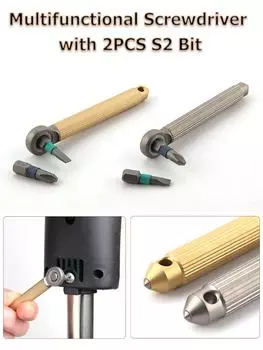 Titanium Alloy Brass Modular Screwdriver Ratchet Wheel Screwdriver With 2PCS S2 Bit EDC Riding Equipment Tungsten Head Gadget латунный