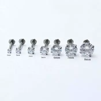 Titanium Steel Alloy Ear Studs Ear-Caring Ear Bone Stud Short Rod Couple Stud Earring for Men Sterling Silver Piercing Chinese Ear Ear Bone Pin 2mm long drill pipe 4mm thick 1.2
