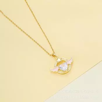 Titanium Steel Angel Wings Love Necklace Women S Light Luxury High-End Versatile Heart Wing Pendant Collarbone Chain