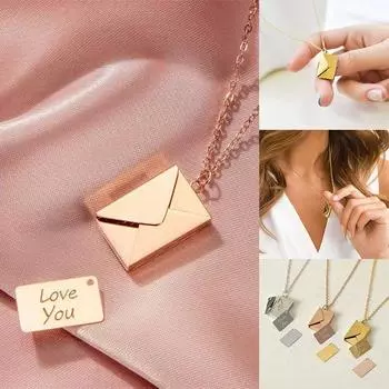 Художественный конверт из титановой стали с открытой английской буквой из нержавеющей стали, памятное ожерелье 2.05*1.45cm