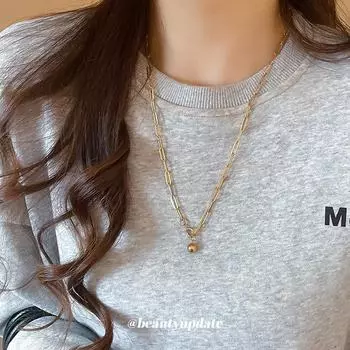 Titanium Steel Ball Necklace - Elegant, Niche Cold Style for Women Titanium Steel золотой