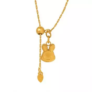 Titanium Steel Cartoon Rabbit Carrot Necklace Summer Collarbone Chain Niche Design Versatile Trend Plated 18K Gold Jewelry