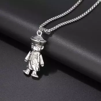 Titanium Steel Chain Street Physical Activity Qing Dynasty Little Zombie Men S Pendant Long Sweater Chain Necklace Hip Hop Woman