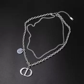 Titanium Steel Classic Cd Letter Necklace Femininity Double Layer Necklace Long Chain Necklace