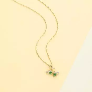 Titanium Steel Double Swan Necklace Female Design Zircon Pendant Collarbone Chain Jewelry