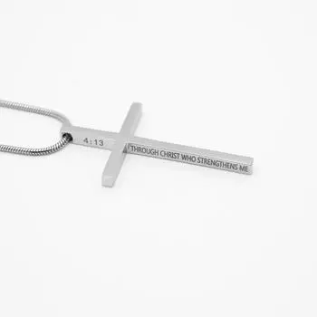 Titanium Steel Lettering Cross Necklace Men S Titanium Steel Gold-Plated Jewelry Couple Student Pendant Trendy Men S Necklace Pendant