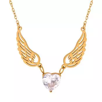 Titanium Steel Love Diamond Angel Wings Necklace Jewelry Muse Gift Clavicle Chain Jewelry Women