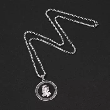 Titanium Steel Necklace Hip Hop Men S Hiphop Retro Bergamot Round Pendant