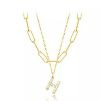 Titanium Steel Necklace Women S Versatile H Letter Double-Layer Thick Sweater Chain Spring And Summer Gold Stainless Steel Neck Chain