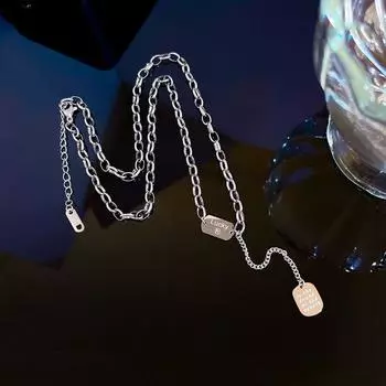 Titanium Steel Punk Letter Korean Clavicle Choker Men Chain Necklaces Women Necklaces Neck Jewelry серебряный