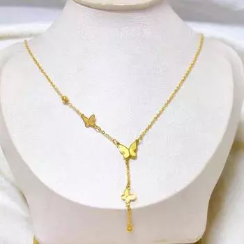 Titanium Steel Tassel Butterfly Necklace Women S Light Luxury High-End Long Pendant Exquisite Collarbone Chain