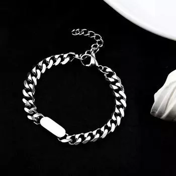 Модный браслет из титановой стали с квадратной картой, простые студенческие украшения