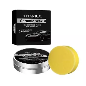 Титано-керамический воск, Сильный автомобильный полировальный воск для покрытия, Мягкая полировка длительного действия с губкой, Титано-керамический One Size