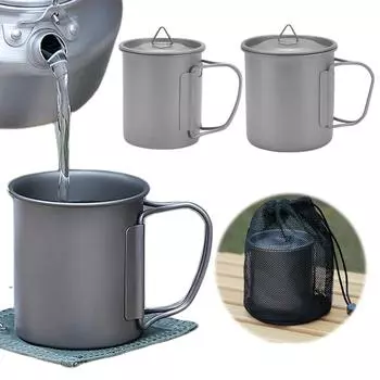 Титановая кружка Сверхлегкая титановая чашка Твердая кружка для пикника Кемпинговая титановая кружка 300ML