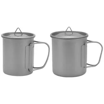 Титановая походная чашка для воды со складной ручкой — идеально подходит для походов и походов на свежем воздухе! 300ML