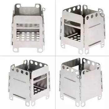 Титановая походная печь для отдыха на открытом воздухе, портативная сверхлегкая складная дровяная печь, карманная печь для кемпинга, рыбалки, пешего туризма, мини-печь на дровах серебряный