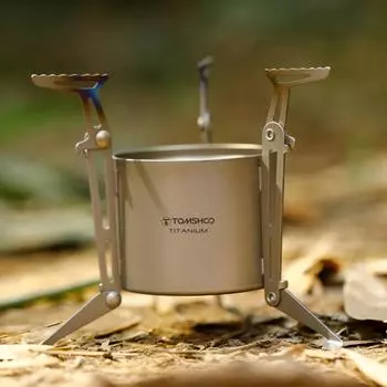 Титановая спиртовая плита TOMSHOO со складными ножками и подставками для кастрюль для кемпинга, пеших прогулок, альпинизма