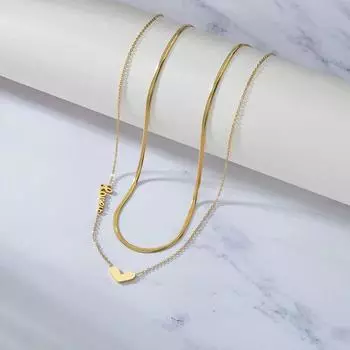 Титановая сталь Дизайн Sense Of Love Love Двухслойное ожерелье Женский бренд Простая универсальная ключичная цепочка золотой