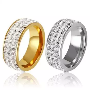 Титановая сталь для женщин и мужчин 3 ряда блестящие стразы на палец кольцо свадебный подарок ювелирные изделия 7 серебряный