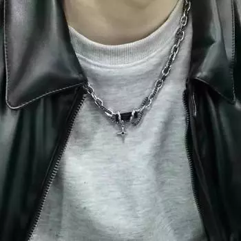 Титановая сталь, двойная обмотка, цепочка, ожерелья, черный кубический циркон, кулон со звездой, ожерелья для мужчин и женщин, аксессуары, ювелирные изделия чёрный