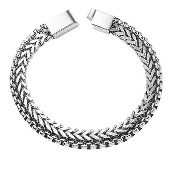 Титановая сталь, легкий роскошный двухслойный браслет с жемчугом Дай Фан, украшения своими руками из нержавеющей стали с передней и задней цепочкой 18cm