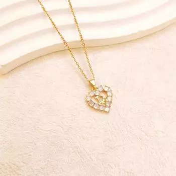 Титановая сталь Любовное ожерелье Женское Высокий смысл Простая личность Универсальный Циркон Подвеска-буква Цепочка для ключицы