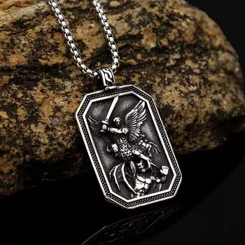 Титановая сталь мужская старая ретро-цепочка ангел-хранитель из нержавеющей стали ювелирные изделия панк-тренд кулон