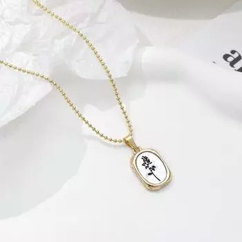 Титановая сталь, новый французский ретро-эллипс, кулон из 14-каратного золота, белая пинерия, белая резинка, цепочка на ключицу