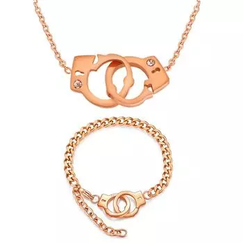 Титановая сталь, простые модные наручники, ожерелье, набор, блокирующийся браслет для пары, подарок для женщин