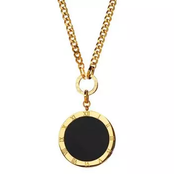 Титановая сталь Римские цифры Черно-белая Двусторонняя Длинная Цепочка для свитера Средневековое Ожерелье Высококлассные Аксессуары для свитера Кубинская цепь золотой