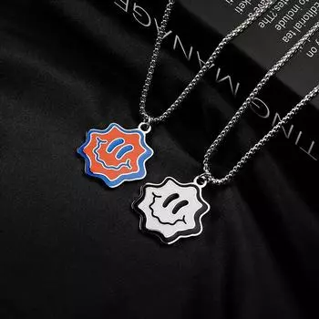 Титановая сталь, волнистое улыбающееся лицо, делает ребенка забавным, толстовка с цепочкой, свитер, ожерелье, цепочка на ключицы, подарок на день Святого Валентина оранжевый