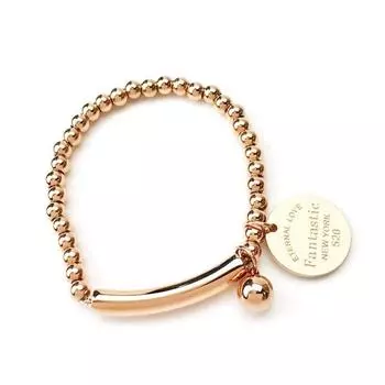 Титановая сталь высокого качества двойной эластичный канат бусины круглый браслет с подвесками для женщин золотой цвет браслет ювелирные изделия подарок для влюбленных