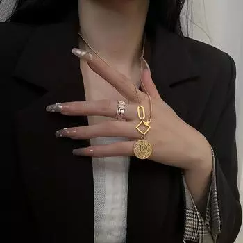 Титановая сталь, золотое ожерелье, новая куртка нишевого дизайна для девочек с цепочкой на ключице