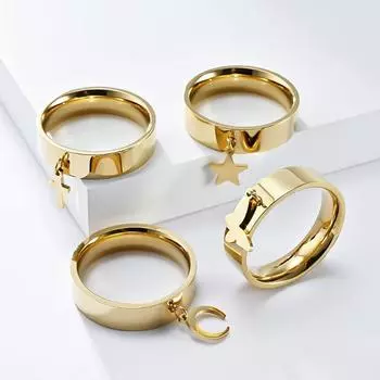 Титановое кольцо унисекс со звездой и луной и бабочкой в виде креста для мужчин и женщин, ювелирные изделия, персонализированные детские кольца на палец 5#