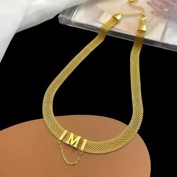 Титановое ожерелье с буквой М, высококачественное, темпераментное, хип-хоп, дизайн меньшинства, джокер, личность, прилив, ожерелье для девушек 45cm